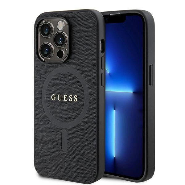 Guess GUHMP15LPSAHMCK iPhone 15 Pro 6.1" sort/sort hardcase Saffiano MagSafe