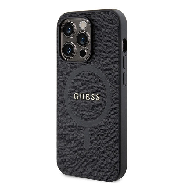 Guess GUHMP15LPSAHMCK iPhone 15 Pro 6.1" sort/sort hardcase Saffiano MagSafe