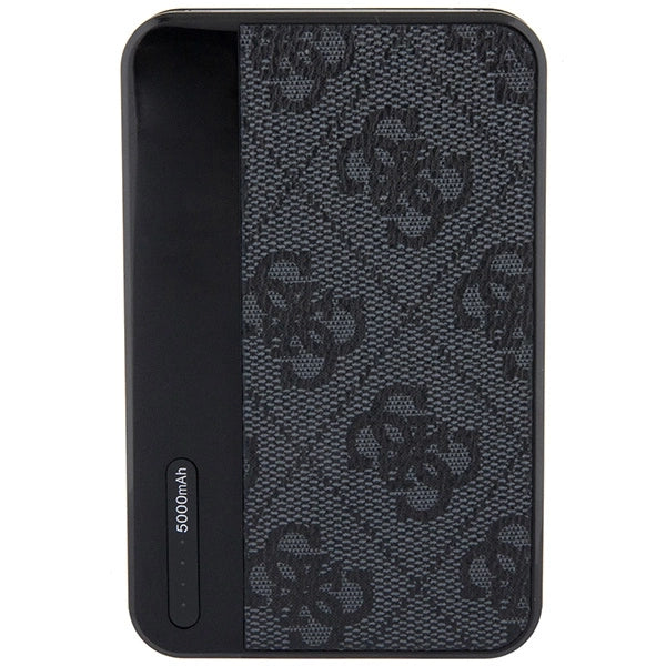 Guess Powerbank 15W GUPB5LP4GEGK 5000mAh sort/sort 4G Læder Metal Logo