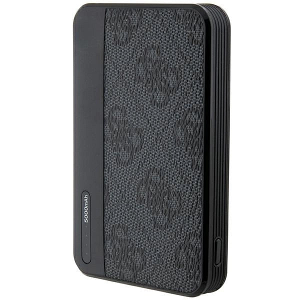 Guess Powerbank 15W GUPB5LP4GEGK 5000mAh sort/sort 4G Læder Metal Logo