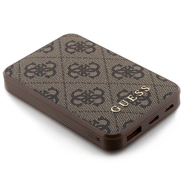 Guess Powerbank 15W GUPB5LP4GEGW 5000mAh brun/brun 4G Læder Metal Logo