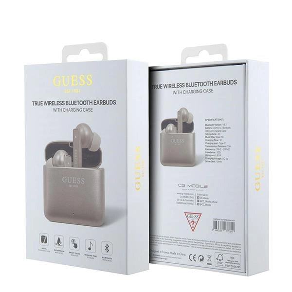 Guess GUTWSSU20ALEGP TWS Bluetooth-hovedtelefoner + Dock Rose Gold / Rose Gold Printed Logo