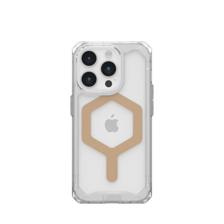 UAG Plyo MagSafe-hylster til iPhone 15 Pro - gennemsigtigt og guld