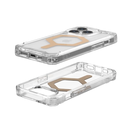 UAG Plyo MagSafe-hylster til iPhone 15 Pro - gennemsigtigt og guld