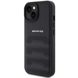 AMG læder med debossede linjer til iPhone 15 Plus - sort