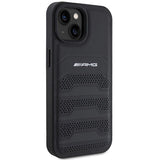 AMG læder med debossede linjer til iPhone 15 Plus - sort