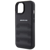 AMG læder med debossede linjer til iPhone 15 Plus - sort