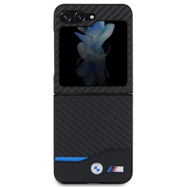 BMW læder Carbon-kasse til Samsung Galaxy Z Flip 5 - sort