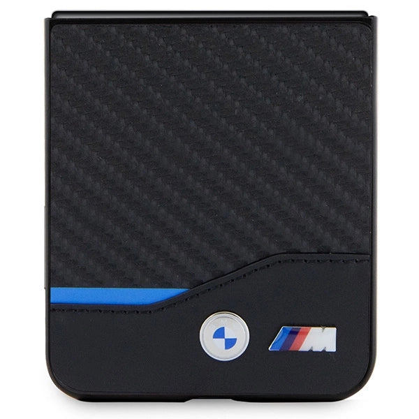 BMW læder Carbon-kasse til Samsung Galaxy Z Flip 5 - sort
