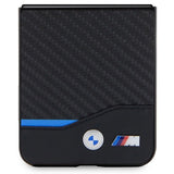 BMW læder Carbon-kasse til Samsung Galaxy Z Flip 5 - sort