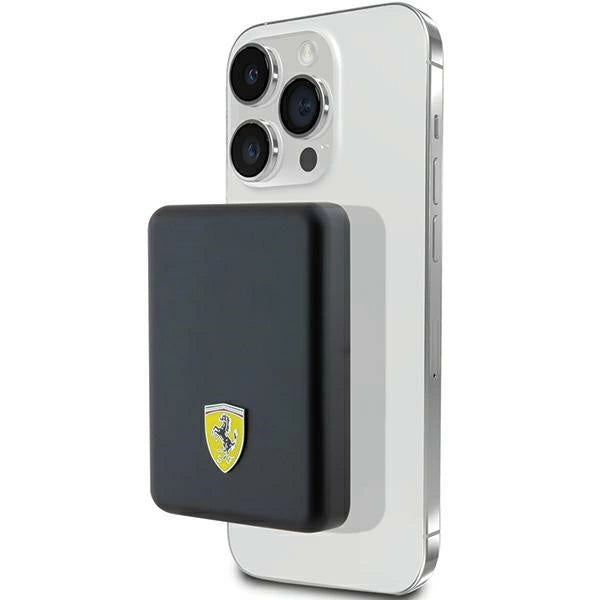 Powerbank Ferrari Metal Logo MagSafe 15W 5000mAh - sort