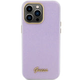 Guess Glitter Glossy Script Case til iPhone 15 Pro - lilla