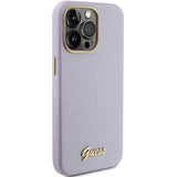 Guess Glitter Glossy Script Case til iPhone 15 Pro - lilla