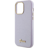 Guess Glitter Glossy Script Case til iPhone 15 Pro - lilla
