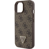Guess læder 4G Triangle Strass case til iPhone 15 - brun