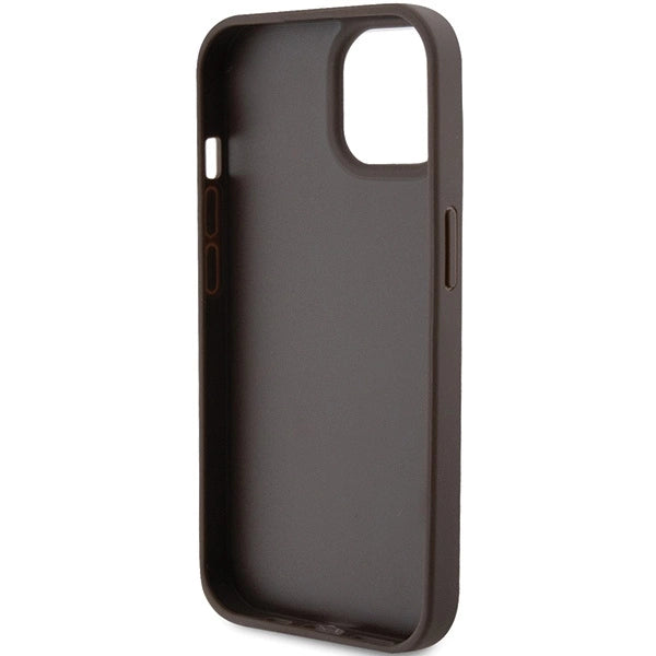 Guess læder 4G Triangle Strass case til iPhone 15 - brun