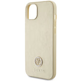 Guess læder 4G Metal Logo Strass-hylster til iPhone 15 - guld