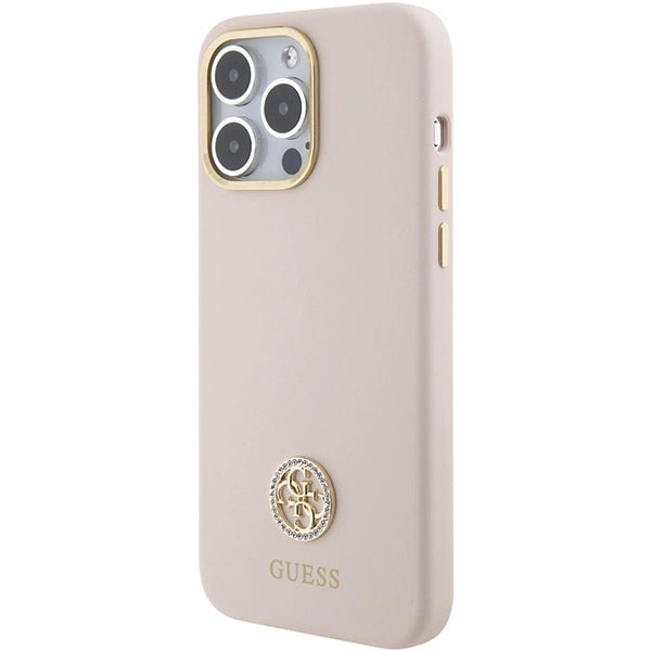Guess Silicone Logo Strass 4G Case til iPhone 15 Pro Max - Pink