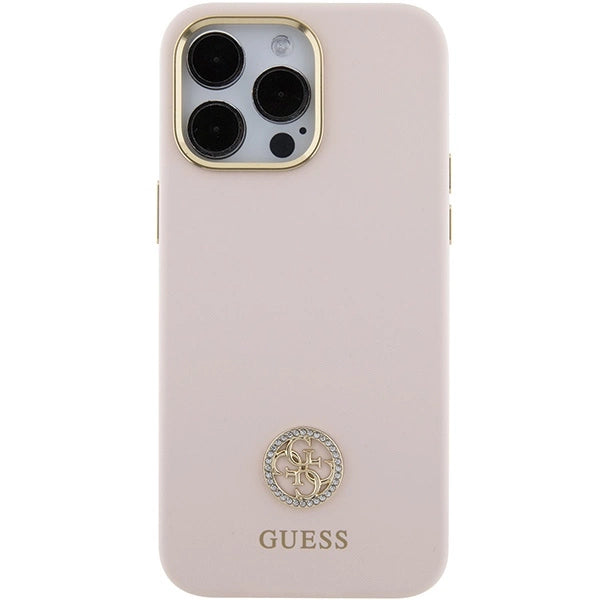 Guess Silicone Logo Strass 4G Case til iPhone 15 Pro Max - Pink