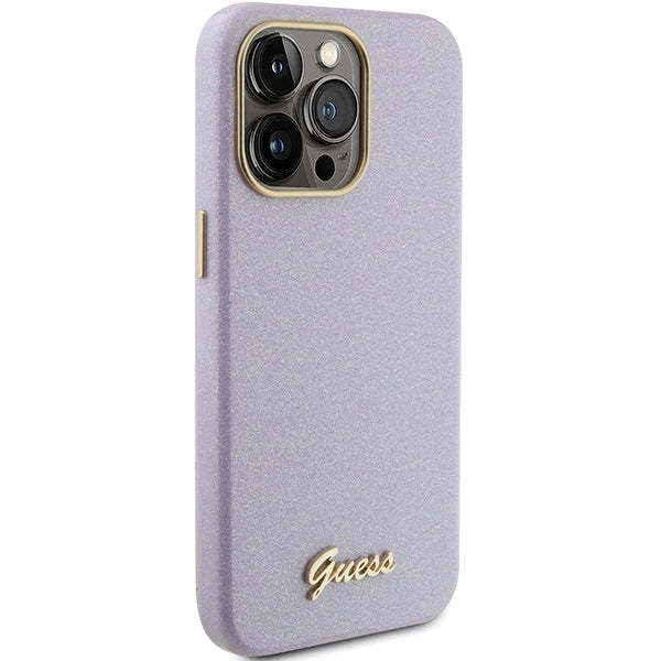Guess Glitter Glossy Script Case til iPhone 15 Pro Max - lilla