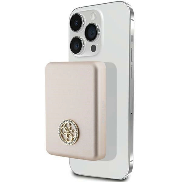Guess MagSafe 4G Strassed Metal Logo induktion strømbank 15W 5000mAh - guld