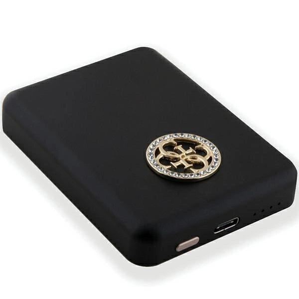 Guess MagSafe 4G Strassed Metal Logo induktion strømbank 15W 5000mAh - sort