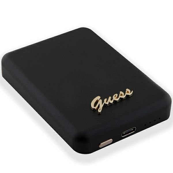 Guess MagSafe Metal Script Induktion Power Bank 15W 5000mAh - sort