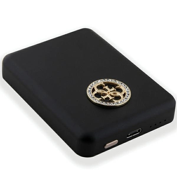 Guess MagSafe 4G Strassed Metal Logo induktions strømbank 5W 3000mAh - sort