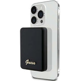 Guess MagSafe Metal Script Logo induktion strømbank 5W 3000mAh - sort
