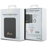 Guess MagSafe Metal Script Logo induktion strømbank 5W 3000mAh - sort