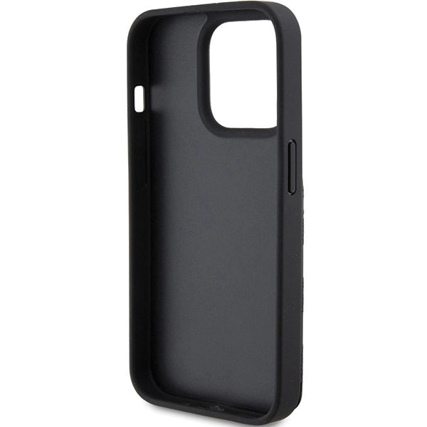 Karl Lagerfeld Saffiano Cardslots and Stand Monogram Choupette Case for iPhone 15 Pro - Black
