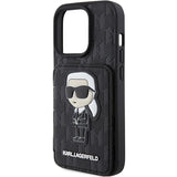 Karl Lagerfeld Saffiano Cardslots and Stand Monogram Ikonik Patch case for iPhone 15 Pro - black