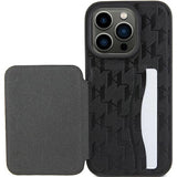 Karl Lagerfeld Saffiano Cardslots and Stand Monogram Ikonik Patch case for iPhone 15 Pro - black