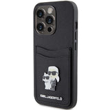 Karl Lagerfeld Saffiano Cardslot Karl&Choupette Metal Pin case for iPhone 15 Pro - black