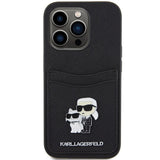 Karl Lagerfeld Saffiano Cardslot Karl&Choupette Metal Pin case for iPhone 15 Pro - black