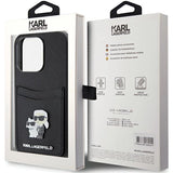 Karl Lagerfeld Saffiano Cardslot Karl&Choupette Metal Pin case for iPhone 15 Pro - black