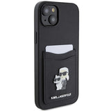 Karl Lagerfeld Saffiano Cardslot Karl&Choupette Metal Pin case for iPhone 15 - black
