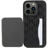 Karl Lagerfeld Saffiano Cardslots and Stand Monogram Choupette Case for iPhone 15 Pro Max - Black