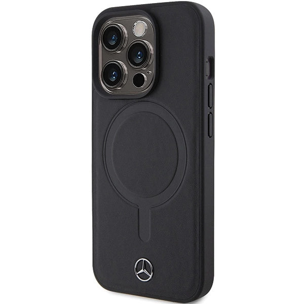Mercedes Smooth Leather MagSafe-foder for iPhone 15 Pro - sort