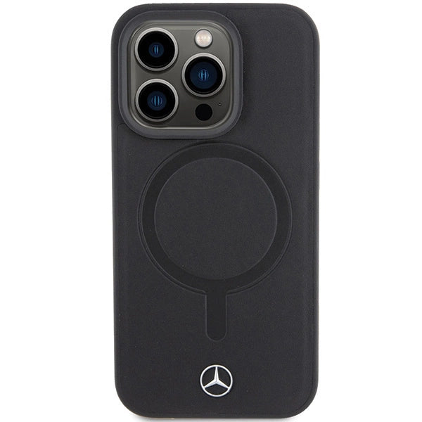 Mercedes Smooth Leather MagSafe-foder for iPhone 15 Pro - sort