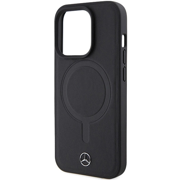 Mercedes Smooth Leather MagSafe-foder for iPhone 15 Pro - sort