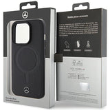 Mercedes Smooth Leather MagSafe-foder for iPhone 15 Pro - sort