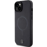 Mercedes Smooth Leather MagSafe case til iPhone 15 Plus - sort