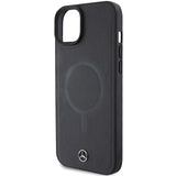 Mercedes Smooth Leather MagSafe case til iPhone 15 Plus - sort