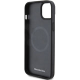 Mercedes Smooth Leather MagSafe case til iPhone 15 Plus - sort