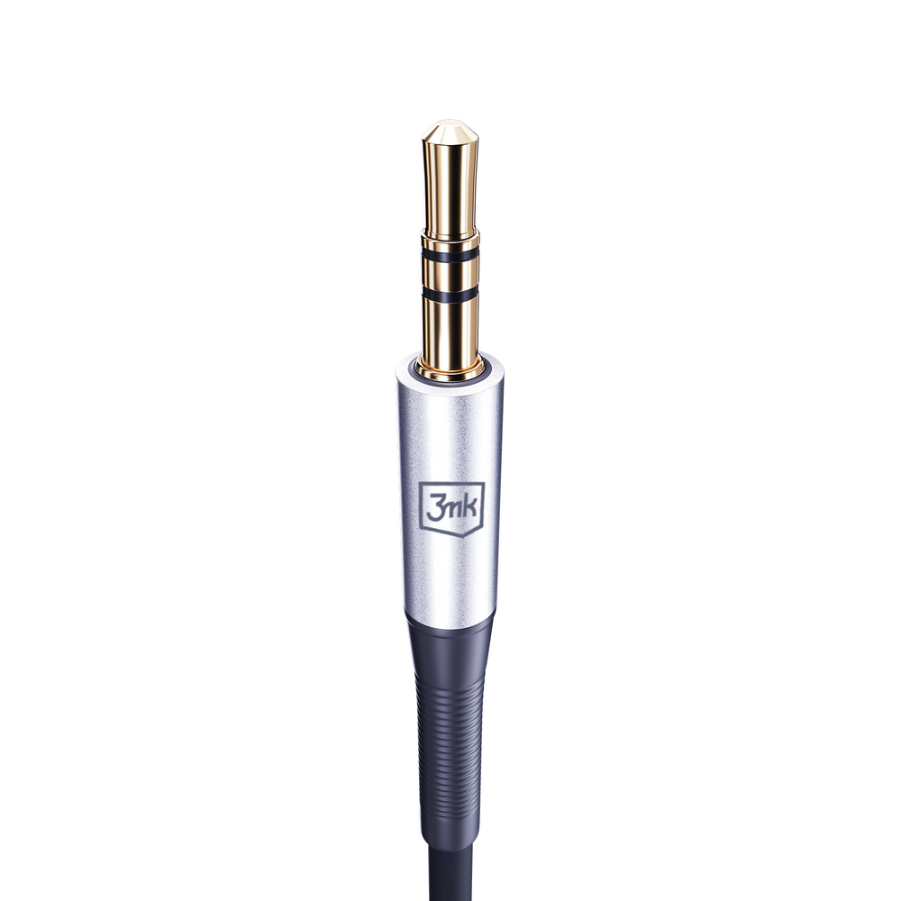 3mk AUX minijack 3.5 mm / USB-C cable - silver