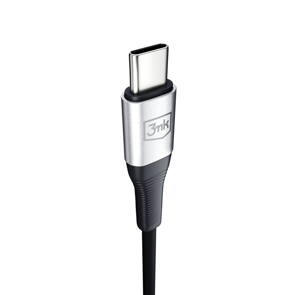 3mk AUX minijack 3.5 mm / USB-C cable - silver