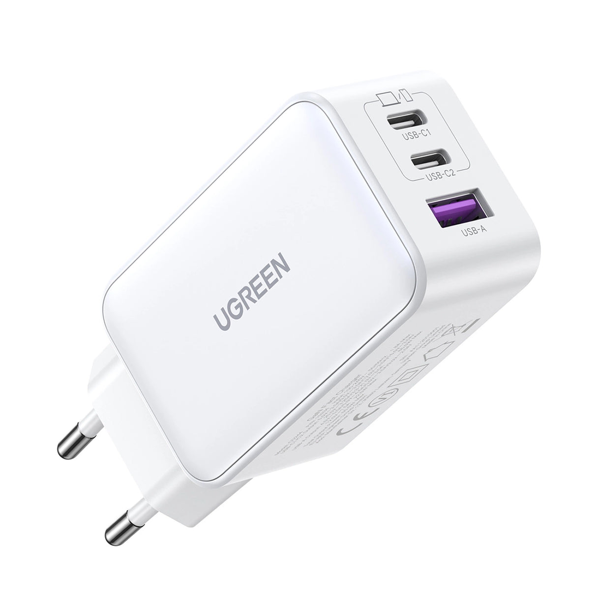 Ugreen CD244 65W USB-A / 2x USB-C GaN hurtigoplader - hvid