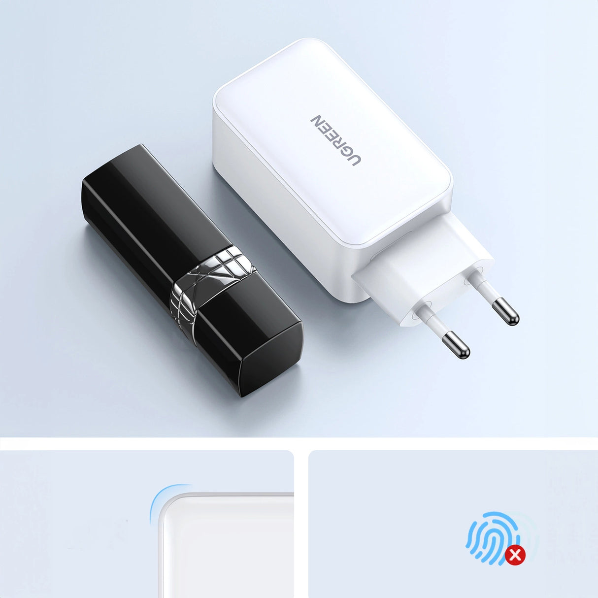 Ugreen CD244 65W USB-A / 2x USB-C GaN hurtigoplader - hvid