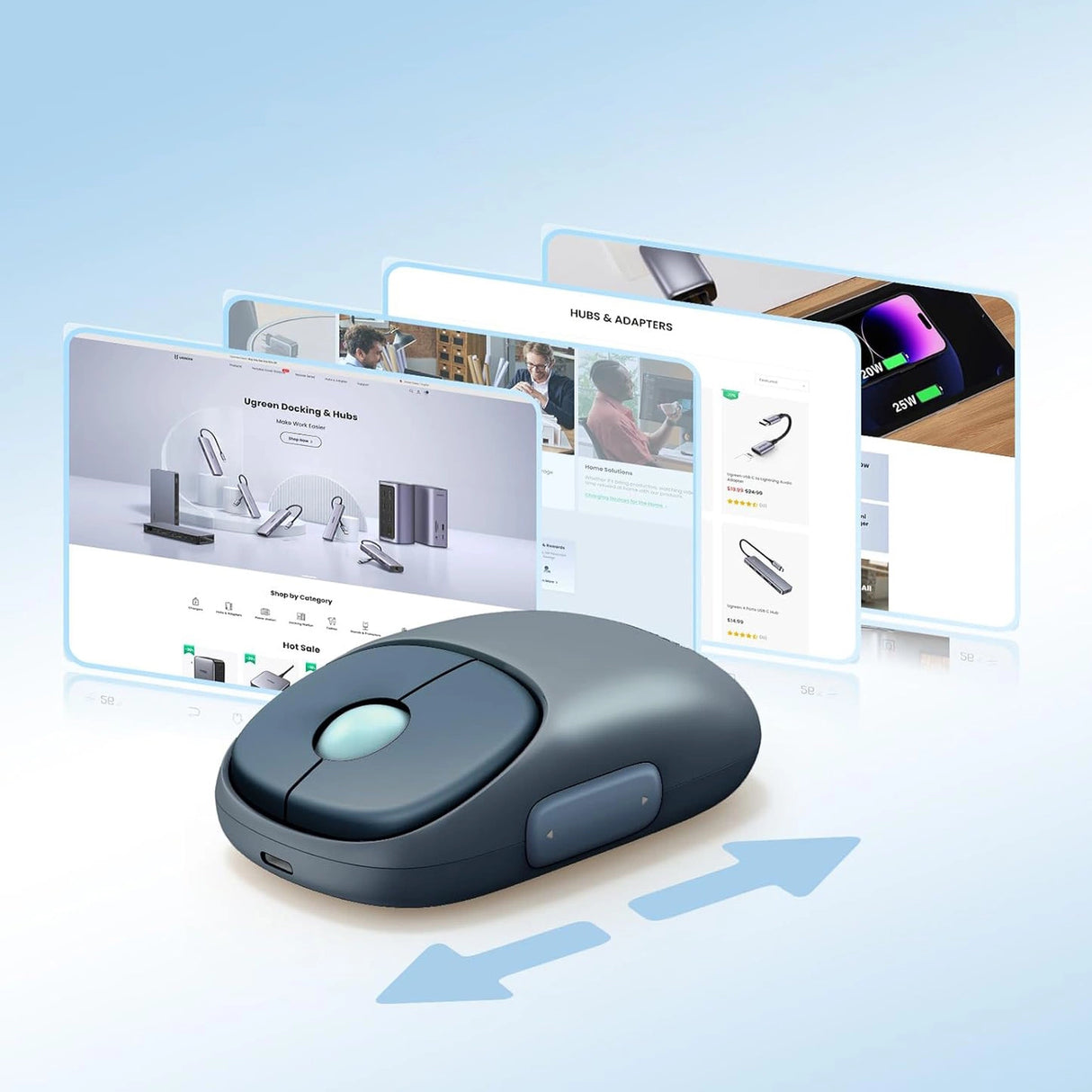 Ugreen MU102 FUN+ Bluetooth / 2,4 GHz trådløs mus - sort
